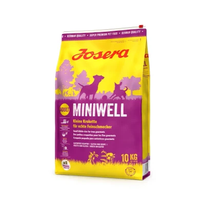 Abbildung von JOSERA Miniwell (1 x 10 kg) Adult Mini Premium Trockenfutter für ausgewachsene Hunde Kleiner Rassen Geflügel &amp; Reis Kleine Kroketten extraverträglich weizenfrei Hundefutter 1er Pack