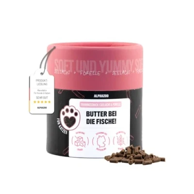 Abbildung von alphazoo Butter Bei Die Fische! 65g I Softe Leckerli Sticks Forelle + Lachs für Katzen Extra fischig, Getreidefrei, Zuckerfrei Natürliche Katzensnacks Gesunde Katzenleckerlies zur Belohnung