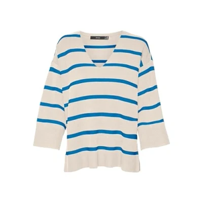 Abbildung von Vero Moda Vmsaba 3/4 VNCK Stripe GA NOOS Strickpullover, Damen, Größe: Large, Birch