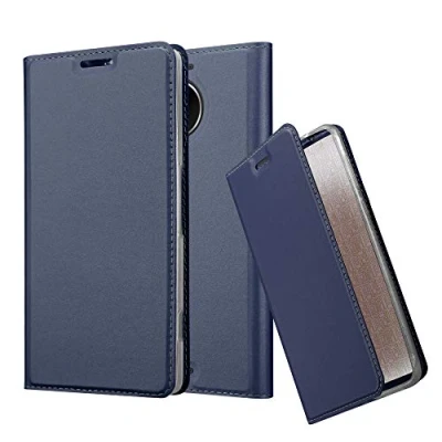 Abbildung von Cadorabo Hülle kompatibel mit Nokia Lumia 950 XL aus Premium Kunst Leder Flip Klappbare Stoßfeste Magnetische [Standfunktion] [Kartenfächern] Cover für Tasche in Blau