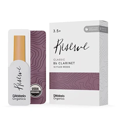 Abbildung von D&#039;Addario Organisch Reserve Evolution Bb Klarinettenblätter Rohrblätter für Klarinette Das erste und einzige Bio Schilfrohr 3.5 Stärke, 10 Packung