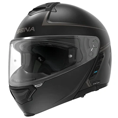 Abbildung von Sena Bluetooth Klapphelm Impulse mit Sound by Harman Kardon, Sonnenblende und integriertem Mesh Intercom System / MP3 Sprachwahl (Schwarz, S)