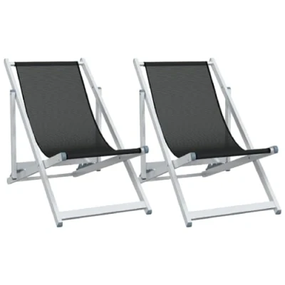 Abbildung von vidaXL Gartenstuhl Strandstühle 2 Stk. Klappbar Schwarz Aluminium und Textilene (2 St)