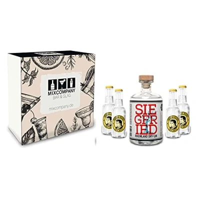 Abbildung von Siegfried Gin Tonic Set / Geschenkset Rheinland Dry 500ml (41% Vol.) + 4x Thomas Henry Water 200ml