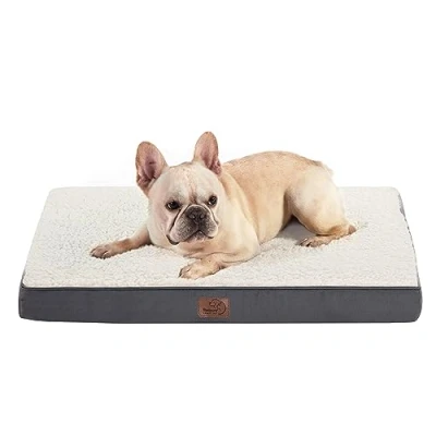 Abbildung von BEDSURE orthopädisches Hundebett kleine Hunde 76x51x7.6cm Hundekissen flauschig Hundematte waschbar Hundematratze in grau für
