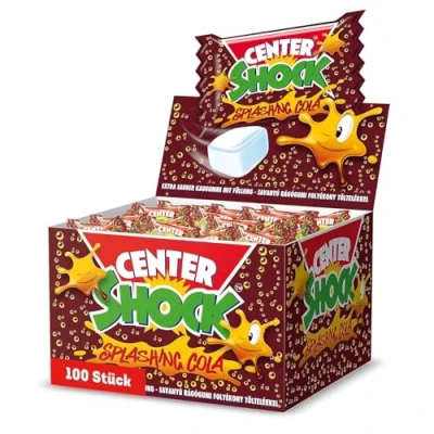 Abbildung von Center Shock Splashing Cola, Box mit 100 Kaugummis, extra sauer Cola Geschmack, perfekt für Geburtstag, Pinata, Party, Candy Bar &amp; Halloween, 400g
