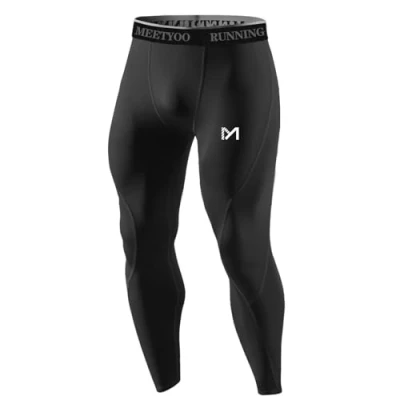 Abbildung von MEETYOO Herren Kompressionshose Leggings, Schwarz, 34 37