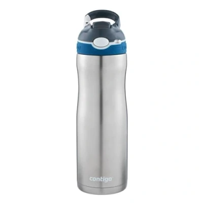 Abbildung von Contigo Trinkflasche Ashland Chill Autospout mit Strohhalm, Edelstahl Wasserflasche, auslaufsicher, Isolierflasche für Sport, Fahrrad, Wandern, 590 ml, Monaco