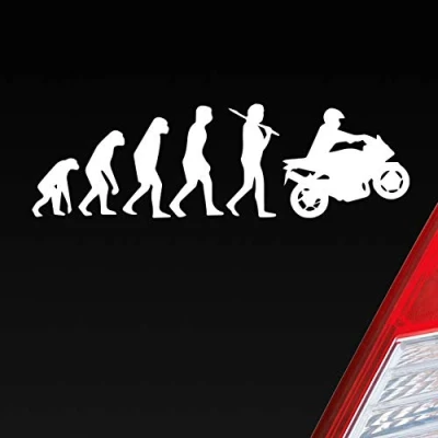 Abbildung von Hellweg Druckerei Evolution Motorrad Mopped Bike Auto Aufkleber Sticker Heckscheibenaufkleber