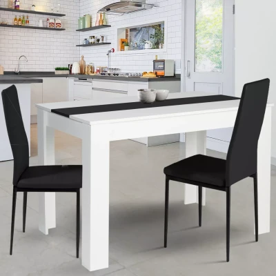 Abbildung von IDMarket Esstisch ROZY, Tisch Günstig für 4 Personen, Weiß und Schwarz, 110 cm