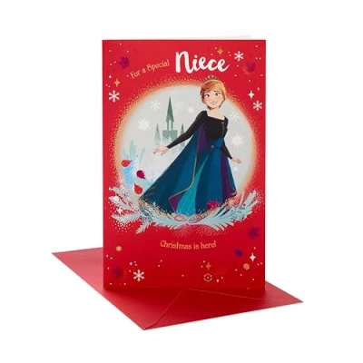 Abbildung von UK Greetings Disney Frozen Weihnachtskarte für Nichte Anna &amp; Schloss Design
