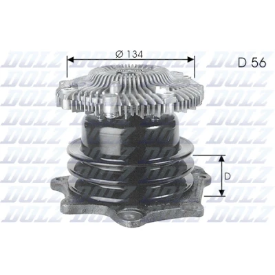 Abbildung von DOLZ N144 Wasserpumpe mit Doppelriemenscheibe 134mm NISSAN: Pick Up, TERRANO 1, Navara Pickup
