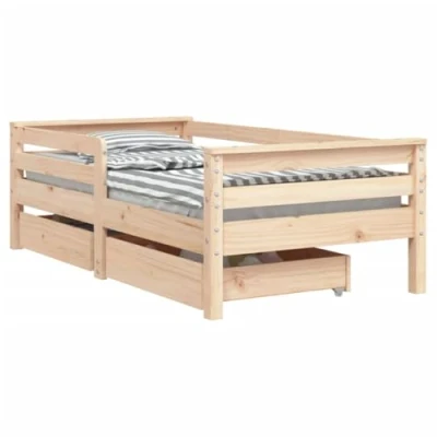 Abbildung von vidaXL Kinderbett, Kinder Bettgestell mit Schubladen, Hausbett für Kleinkinder ab 4 Jahren, Einzelbett Jugendbett Holzbett, 70x140 cm Massivholz Kiefer