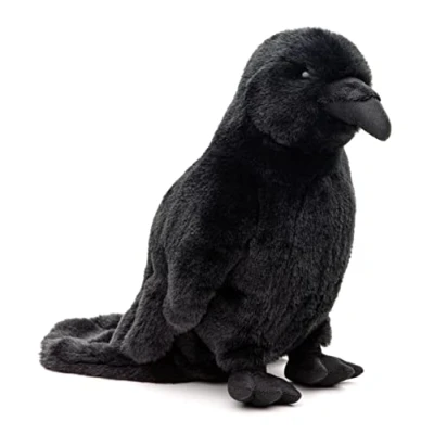 Abbildung von Uni Toys Kuscheltier Rabe schwarz 23 cm (Höhe) Plüsch Vogel, Krähe Plüschtier, zu 100 % recyceltes Füllmaterial