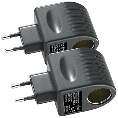 Abbildung von revolt Kühlbox Adapter 12V 220v: 2er Set Mini Spannungswandler, 230/12 V, 1.000 mA, 12 W, Steckversion (Kühlbox für Steckdose, Volt auf 220 Volt, Zigarettenanzünder)