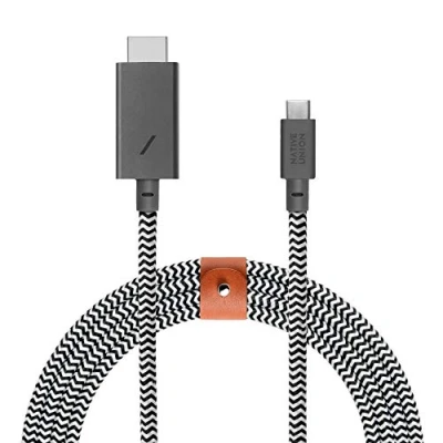 Abbildung von Native Union BELT HDMI 2.0 USB C auf (4K@60Hz) 3 m (10 ft.) Ultrastarkes, Verstärktes Kabel [MFi Zertifiziert] für MacBook Pro 2017 2020, Air/iPad 2018, Geräte