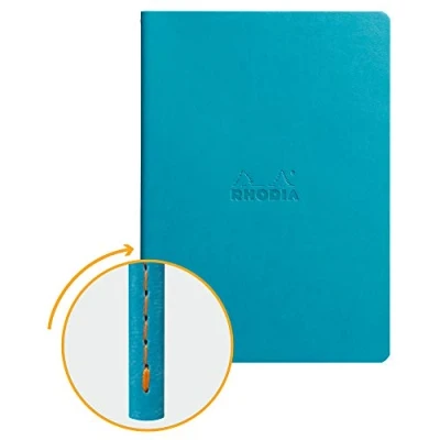 Abbildung von Rhodia 116457C Rhodiarama Notizbuch (ideal für Ihre Notizen, DIN A5, 14,8 x 21 cm, 32 Blatt, dot, Premium Velinpapier 85g, elfenbein) 1 Stück, türkis
