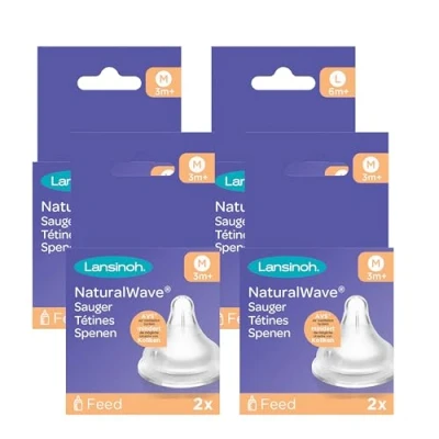Abbildung von Lansinoh NaturalWave Sauger, Gr. M mittlerer Milchfluss, 8 Stück (4er Pack) ab 3+ Monaten