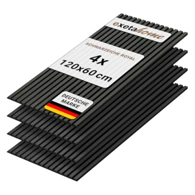 Abbildung von Akustikpaneele I 4 Stück je 60 x 120 cm Wandpaneele Schalldämmung für optimale Raumakustik Holzpaneele mit Echtholz Furnier akustische Schallabsorption (Schwarzeiche Royal)