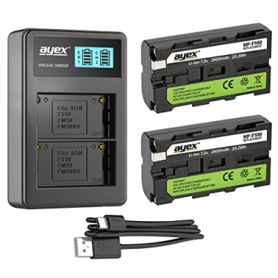 Abbildung von ayex Power Paket mit 2 x Akku NP F550 Passend für Sony u.1 USB Dual Ladegerät