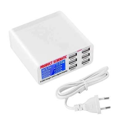 Abbildung von Mehrfach USB Ladegerät, 5V / 6A Ladegerät mit 6 Port, Multi Port LED Anzeige, für Handy, Tablet, (EU Stecker)