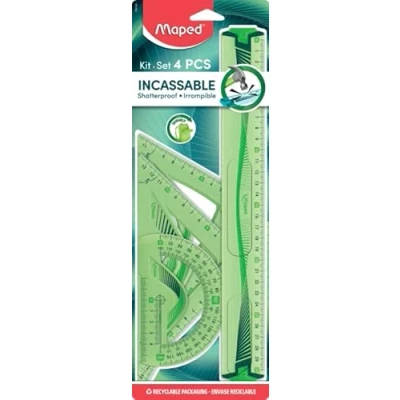 Abbildung von Maped M244304 Zeichenset Flex Maxi 4 teilig mit einem Lineal 30 cm und zwei Zeichendreiecken