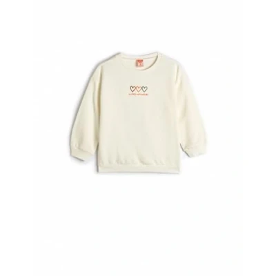 Abbildung von Koton Babygirl Sweatshirt Long Sleeve Crew Neck Flower Heart Printed Brushed Interior Cotton