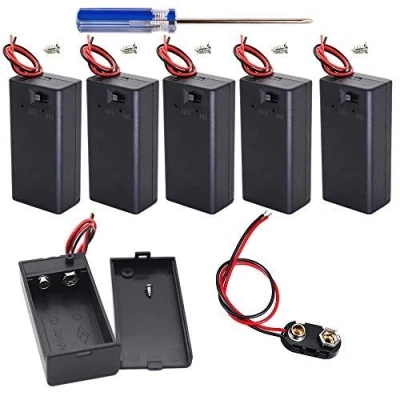 Abbildung von GTIWUNG 6Pcs Batteriehalter mit An /Aus Schalter und Kabel, 9V, Geschlossenes Gehäuse, Batteriefach Akkuhalter Aufbewahrungsbox, 9V Batterie Clip für Arduino Elektrische Spielzeug