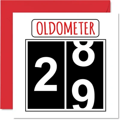 Abbildung von Stuff4 Lustige Karten zum 29. Geburtstag für Männer und Frauen Oldometer Glückwunschkarte Sohn, Tochter, Bruder, Schwester, 145mm Grußkarten, Karte