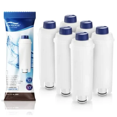 Abbildung von Aqualogis Kaffeemaschinenwasserfilterersatz Kompatibel mit DeLonghi DLSC002, SER3017 &amp; 5513292811 einschließlich Versionen der ECAM, ESAM, ETAM Serie (6er Pack)