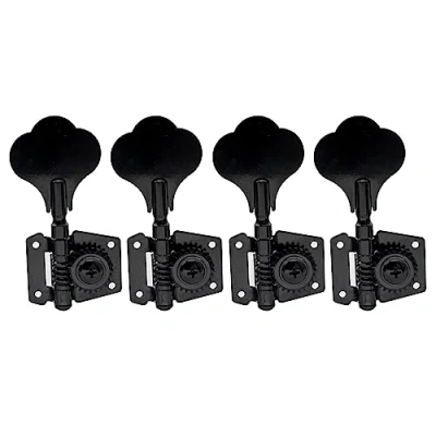 Abbildung von Musiclily 4 in Line Offen Gear Bass Mechaniken Tuners Tuning Pegs Machine Heads Set für Saiter E Bass, Schwarz