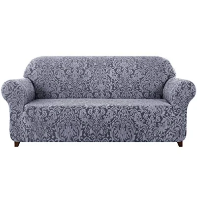 Abbildung von subrtex 1 Stück Damast Sofa Schonbezug Jacquard Sofabezug Hohe Elastische Stretch Möbelschutz (XL Sofa, Grau Muster)