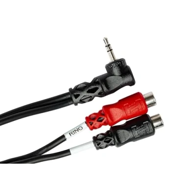 Abbildung von Hosa YRA 167, Stereo Breakout, Right angle 3.5 mm TRS to Dual RCAF