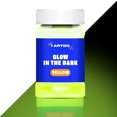 Abbildung von 7 Artists Fluoreszierende Acrylfarbe Neon Gelb 100 ml Nachtleuchtende Farbe auf Wasserbasis Leuchtfarbe Acryl zum Bemalen von Holz Papier Stein Karton