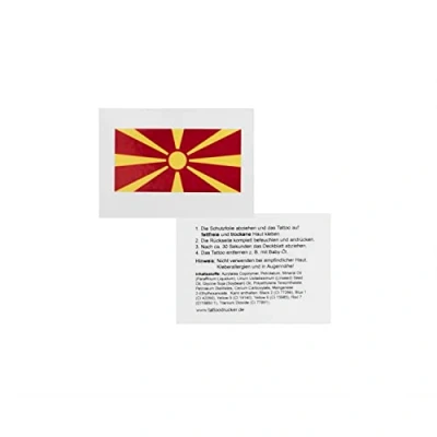 Abbildung von 5 x Mazedonien tattoo Fan Fahnen Set EM 2021 Macedonia temporary Flag (5)