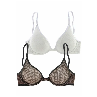 Abbildung von Lascana Triangel BH, Damen, Größe: 70A, Schwarz + weiß