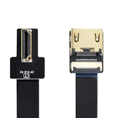Abbildung von Xiwai CYFPV rechtwinkliger 90 Grad HDMI Stecker auf Buchse, FPC Flachkabel für HDTV Multicopter, Luftfotografie (0,1 m)
