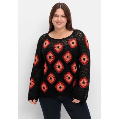 Abbildung von Sheego Strickpullover, Damen, Größe: 40/42, Schwarz gemustert
