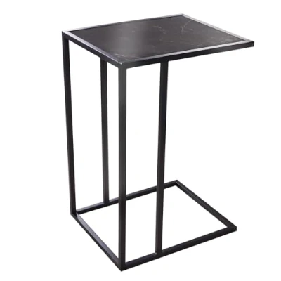 Abbildung von riess ambiente Beistelltisch SLIM LINE 65cm anthrazit / schwarz (Einzelartikel, 1 St), Wohnzimmer · Marmor Design Metall Laptoptisch Industrial