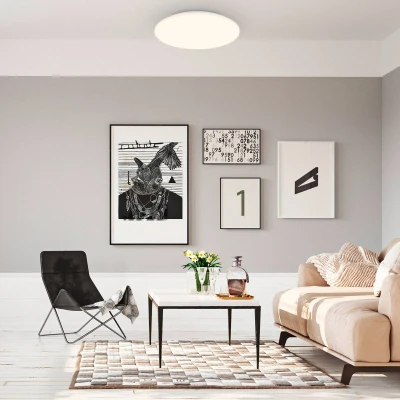 Abbildung von BRILONER LED Deckenleuchte mit Bewegungsmelder, warmweißes Licht, Deckenlampe, Lampe, Lampe Wohnzimmer, Esszimmerlampe, Küchenlampe, Kinderzimmer, 350x60 mm (DxH) Weiß
