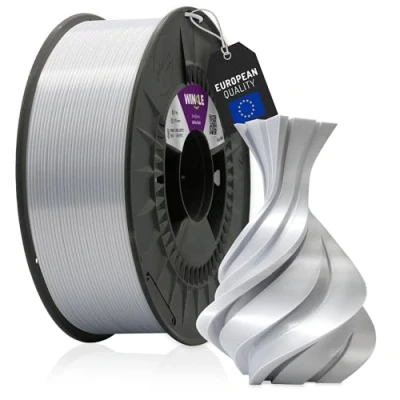 Abbildung von WINKLE PLA Silk Filament (Seide) schneeweiß, 3D Drucker Filament, 1,75 mm, 1 kg, weißes PLA, glatte und seidige Oberfläche, Maßgenauigkeit, Spule mit kg