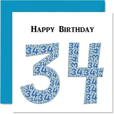 Abbildung von Shapecloud lustige Geburtstagskarte zum 34. Geburtstag für Männer Vater, Mutter, Sohn, Tochter, Bruder, Schwester, Onkel, Tante, Cousin, 145 x mm,