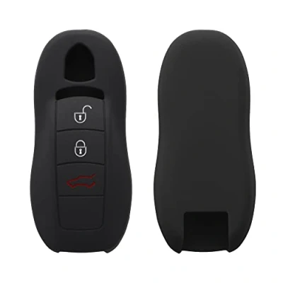 Abbildung von kwmobile Autoschlüssel Silikon Hülle kompatibel mit Porsche 3 Tasten (nur Keyless) Schlüsselhülle in Schwarz