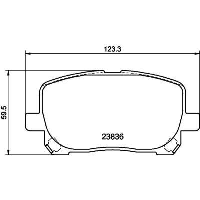 Abbildung von HELLA 8DB 355 010 221 Bremsbelagsatz mit akustischer Verschleißwarnung TOYOTA: Corolla IX Limousine, Avensis Verso, Matrix I MPV