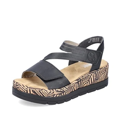 Abbildung von Rieker Keilsandalette, Sommerschuh, Sandale, Keilabsatz, mit gemusterter Plateausohle