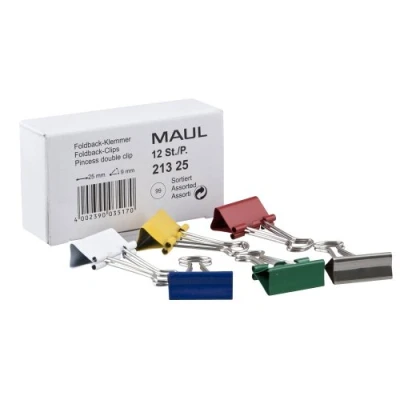Abbildung von MAUL 21325 99 Foldback Klammer, sortiert, (B)25 mm, Klemmweite: 9 mm