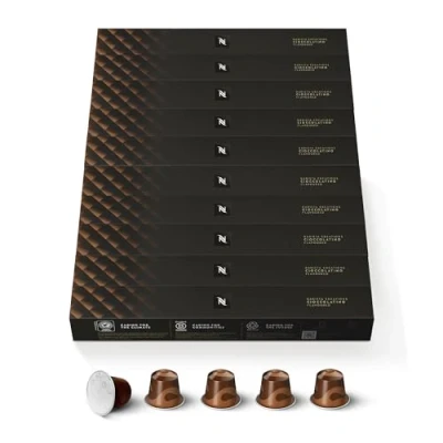Abbildung von NESPRESSO ORIGINAL Cioccolatino Arabica Kaffee mit reichhaltigem Geschmack dunkler Schokolade Ideal für Lungo oder Cappuccino Kompatibel Kapselmaschinen 100 Kaffeekapseln
