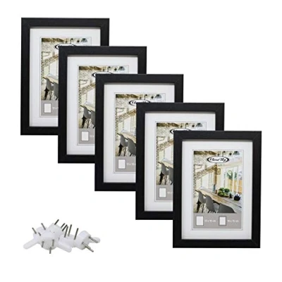 Abbildung von Close Up Bilderrahmen Set 5 STK. 13x18 cm schwarz Premium MDF Rahmen, bruchsichere Plexiglas Scheibe mit Passepartout, Collage