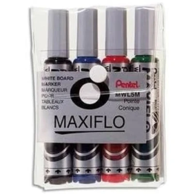Abbildung von Pentel Maxiflo Whiteboard Marker 4er Etui Rundspitze groß