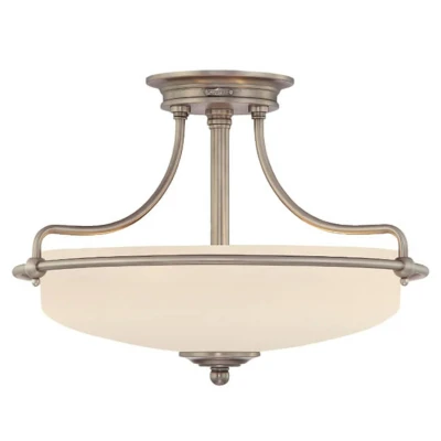 Abbildung von Quoizel QZ GRIFFIN SFS AN Deckenleuchte 3xE27 60W Metall Nickel antik, geätztes Glas H:30,1cm Ø:42,2cm dimmbar